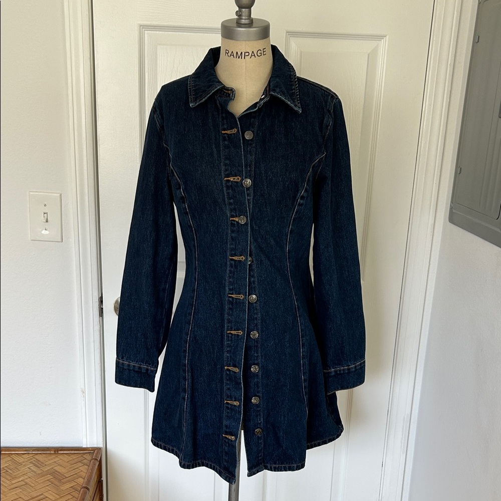 Dark Blue Denim Button-Up Dress